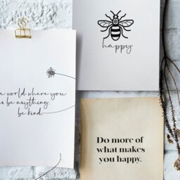 Happy Bee Motif Statement Print, A4 Print Printed On White Matte Finish 250Gsm Card - thumbnail 2