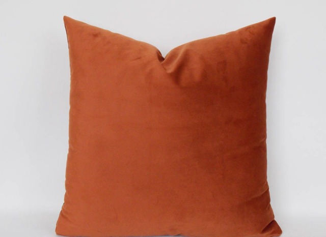 Luxury Velvet Orange Pillow Cover Decorative Throw Cushion - image 1