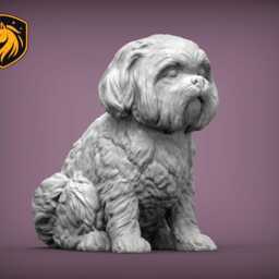 Shih Tzu - Sitting Pose - Unpainted Abs Resin Model - Realistic Dog Sculpture - thumbnail 2