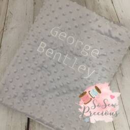Personalised Baby Blanket, Embroidered, Minky Dimple Bubble Fabric Personalized Baby Gift - thumbnail 2