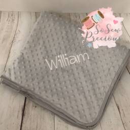 Personalised Baby Blanket, Embroidered, Minky Dimple Bubble Fabric Personalized Baby Gift - thumbnail 1