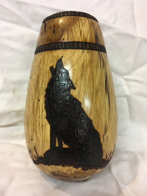 Hand-Turned Oak Bowl - Song Dog