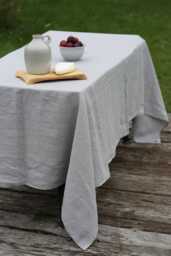 Light Gray Farmhouse Linen Table Cover For Dining, Weddings & Outdoor Picnics - Handmade Natural Tablecloth Sustainable Idea - thumbnail 1