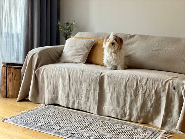 Natural Linen Couch Cover. Bedspread. Sofa Throw. Coverlet. Slipcover For A - image 1
