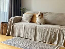 Natural Linen Couch Cover. Bedspread. Sofa Throw. Coverlet. Slipcover For A - thumbnail 1