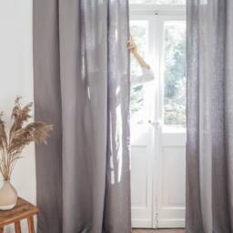 Tie Top Curtain. True Gray Tie - 280 G/M2 Curtain Panel Made Of Stonewashed Linen/1 Pcs. Heavy G/M2 - thumbnail 2