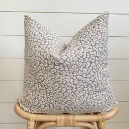 Adele -- Neutral Leopard Pillow Cover ??? Throw Accent Ivory & Gray - thumbnail 2