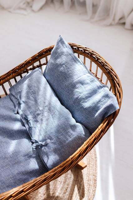 Linen Kids Bedding Set in Blue Or Pink - Duvet Cover & Pillowcase For Babies, Toddlers, Kids, Newborn - image 1