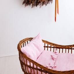 Linen Kids Bedding Set in Blue Or Pink - Duvet Cover & Pillowcase For Babies, Toddlers, Kids, Newborn - thumbnail 4