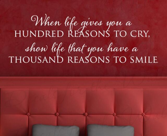 When Life Gives Reasons Cry Smile Inspirational Home Living Room Large Wall Lettering Decal Sticker Decor Vinyl Quote Art Decoration M09 - image 1