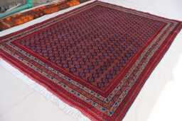 5x6'5 Ft Blue Turkmen Bukhara Rug, Afghan Hand Knotted High Pile Wool Tribal Oriental Area Rug, Rug For Bedroom Living Room 5x7 - thumbnail 1