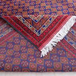 5x6'5 Ft Blue Turkmen Bukhara Rug, Afghan Hand Knotted High Pile Wool Tribal Oriental Area Rug, Rug For Bedroom Living Room 5x7 - thumbnail 4