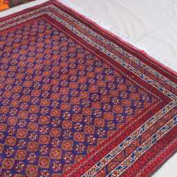 5x6'5 Ft Blue Turkmen Bukhara Rug, Afghan Hand Knotted High Pile Wool Tribal Oriental Area Rug, Rug For Bedroom Living Room 5x7 - thumbnail 3