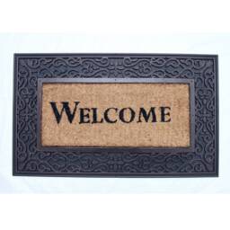 Coco & Coir Door Mat Indoor/Outdoor - 100% Natural Moulded Rubber Eco-Friendly Regal Design Entrance - Red Rust 45cm X 75cm - thumbnail 1