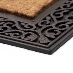 Coco & Coir Door Mat Indoor/Outdoor - 100% Natural Moulded Rubber Eco-Friendly Regal Design Entrance - Red Rust 45cm X 75cm - thumbnail 3