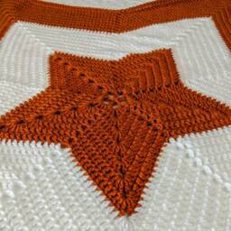 Crochet Star Baby Blanket, Burnt Orange & White, Texas Nursery - thumbnail 3