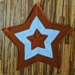 Crochet Star Baby Blanket, Burnt Orange & White, Texas Nursery - thumbnail 2