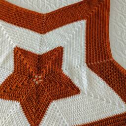 Crochet Star Baby Blanket, Burnt Orange & White, Texas Nursery