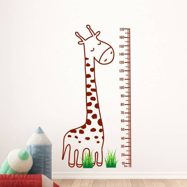 Giraffe Height Chart Wall Decal, Jungle Nursery Decor - image 1