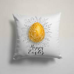 Happy Easter Cushion Cover-Spring Concept Pillow Case-Bunny Cover-Painted Eggs Case-Gift For Her Cushion-Handmade Material - thumbnail 4