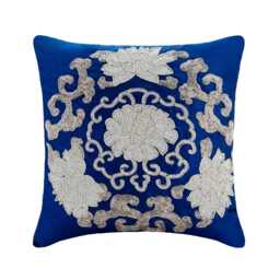 "Decorative Medallion, Sequins Embellished Cushion Case 16""x16" - thumbnail 1