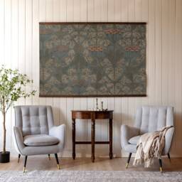 Botanical Textile Canvas Print Vintage Tapestry Wall Art - 155 - thumbnail 2