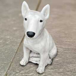 Concrete Bull Terrier Statue White Dog Figurine Stone Pet Sculpture Outdoor Garden Decor Dog Memorial Cement Yard Ornament Lover Gift - thumbnail 3