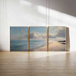 Coastal Beach Poster Set Of 3 Sandy Shore Ocean Wall Art - thumbnail 3