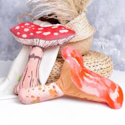 Mushroom Plush Pillow Velvet Woodland Decor, Kids Room Cushion - thumbnail 4