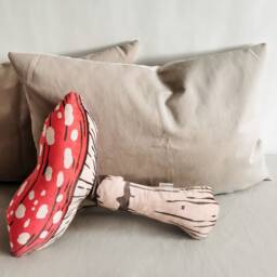 Mushroom Plush Pillow Velvet Woodland Decor, Kids Room Cushion - thumbnail 2