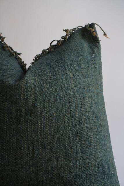 Dark Green Pillow, Olive Green Fluffy Boho Farmhouse Decor, Home Decorative Pillow - image 1