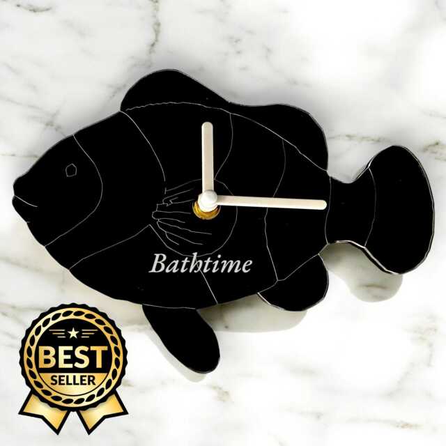 Etched Fish Shaped Clocks - Custom Colours & Woods, Sizes & Personalised Engraving Option - image 1