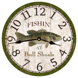 Personalized Bass Fish Clock - Handmade Lake House Decor - thumbnail 1