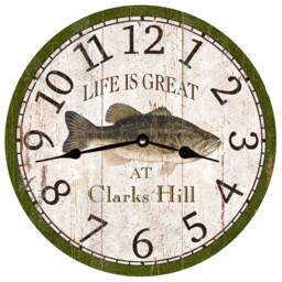 Personalized Bass Fish Clock - Handmade Lake House Decor - thumbnail 2
