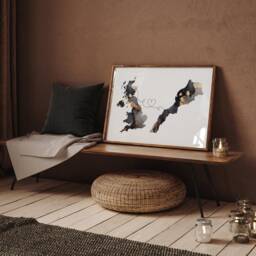 Britain & Morocco Map Black & Gold Travel Wall Art Print - United Kingdom UK - thumbnail 2