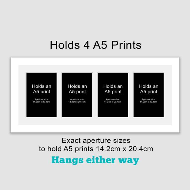 Multi Photo Picture Frame - Holds 4 A5 Prints Or Photos in A 22mm White Wood - image 1