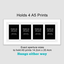 Multi Photo Picture Frame - Holds 4 A5 Prints Or Photos in A 22mm White Wood - thumbnail 1