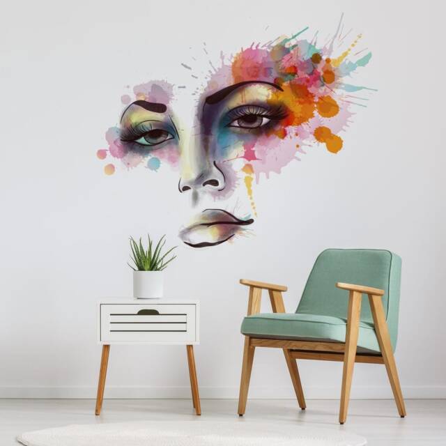 Woman Face - Watercolor Decal Vinyl Wall Art Skuwofagr - image 1