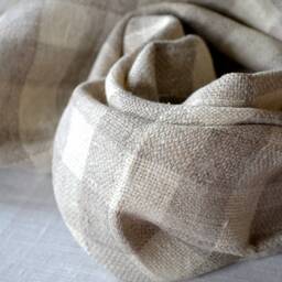 Tartan Linen Body Towel Rustic Checked Throw Towels, Plaid Bath Sheets Towels Natural With Ecru White Sauna Slow Living Large Towel - thumbnail 4