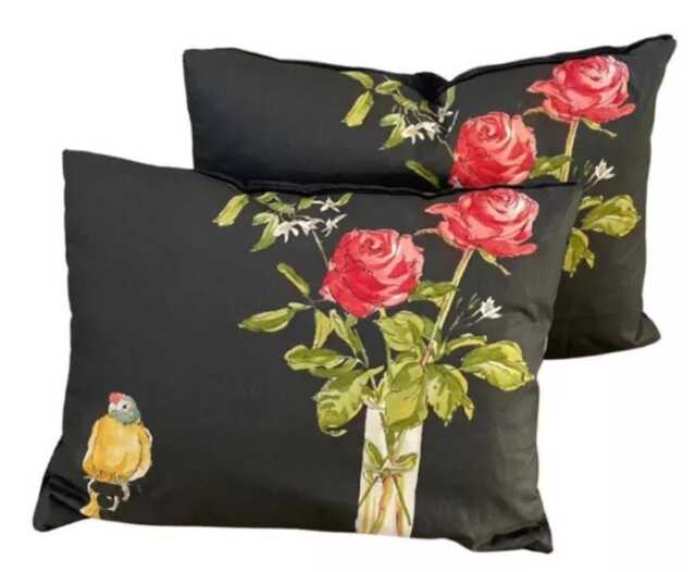Parrot & Rose Cushion Covers Nina Campbell Printed Cotton - 16x12 - image 1