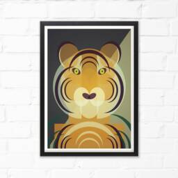 Mid Century Modern Tiger Art Print, Geometric Jungle Animal - thumbnail 1