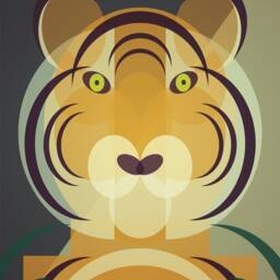 Mid Century Modern Tiger Art Print, Geometric Jungle Animal - thumbnail 2