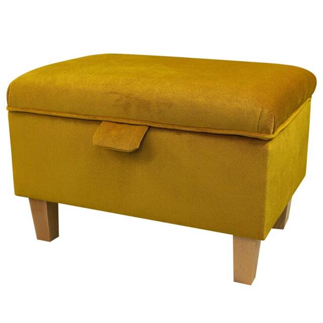 Handmade Gold Velvet Storage Ottoman - Malta Upholstery Fabric Bespoke British Made - image 1