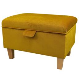 Handmade Gold Velvet Storage Ottoman - Malta Upholstery Fabric Bespoke British Made