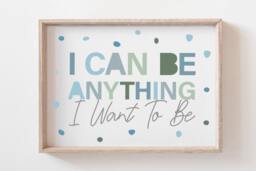 Boys Muted Blue Nursery Prints, Affirmation Children's Motivational Bedroom Playroom Wall Art - thumbnail 1