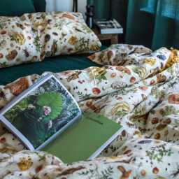 Mushroom Linen Bedding. 3 Piece Duvet Set. Unique Vintage Mushroom Print Fabric. King, Queen, Twin, Full, Double. Forest Linen Bedding Set - thumbnail 4