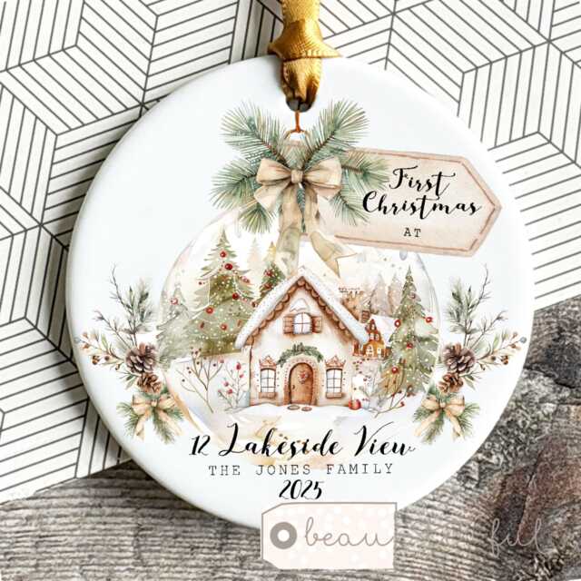 Personalised First Christmas Gift At Address in New Home House Housewarming Ornament Keepsake Family Bauble - image 1