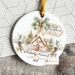 Personalised First Christmas Gift At Address in New Home House Housewarming Ornament Keepsake Family Bauble - thumbnail 3