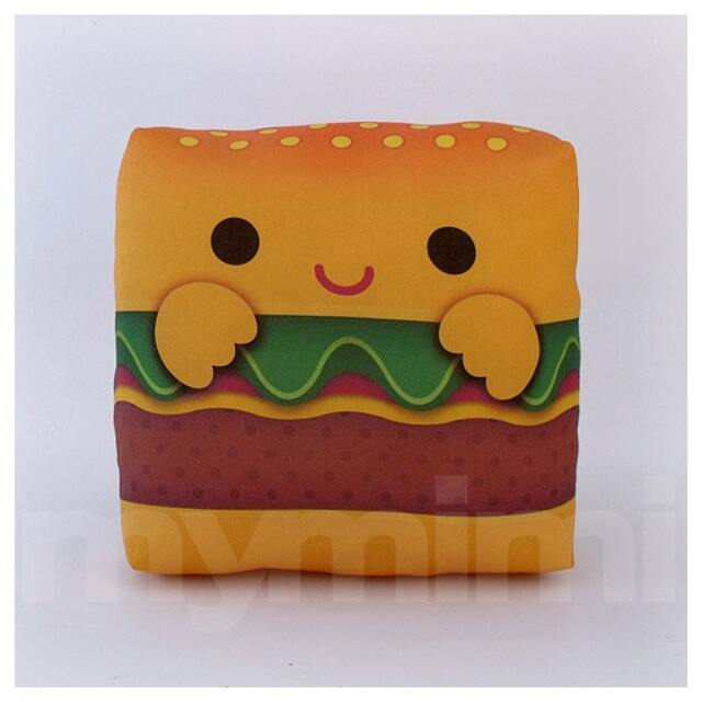 Kawaii Hamburger Pillow Handmade Food Plush, Kids Room Decor - 7x7 - image 1