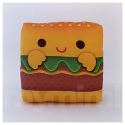 Kawaii Hamburger Pillow Handmade Food Plush, Kids Room Decor - 7x7 - thumbnail 1